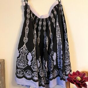 Western Style Fiesta Circle - Black and Lilac Patterned Skirt - Size L